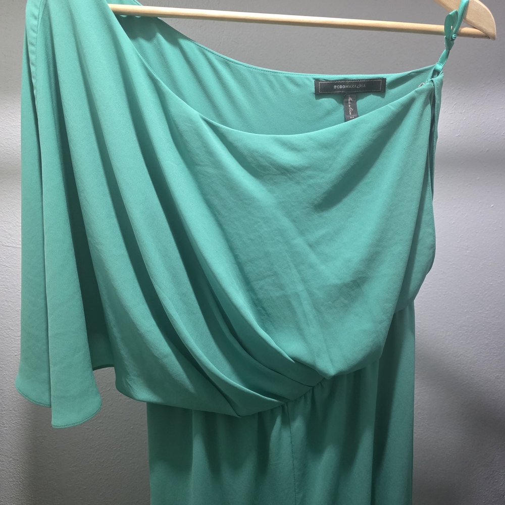 BCBGMaxAzria Teal One-Shoulder Jumpsuit